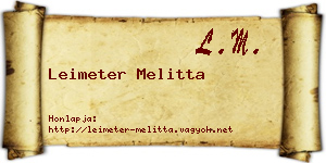 Leimeter Melitta névjegykártya